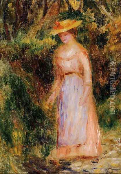 Young Woman Taking A Walk Oil Painting - Pierre Auguste Renoir