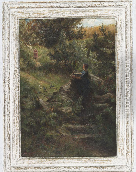 A Woodland Path Oil Painting - Charles James Lewis
