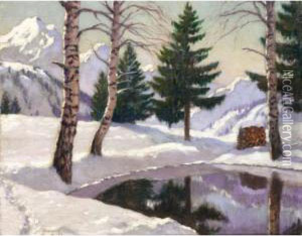 Snow Scene Oil Painting - Michail Markianovic Germasev