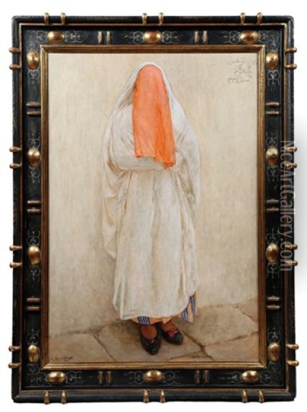 Jeune Femme Au Visage Voile Oil Painting - Aleksandr Rubcov