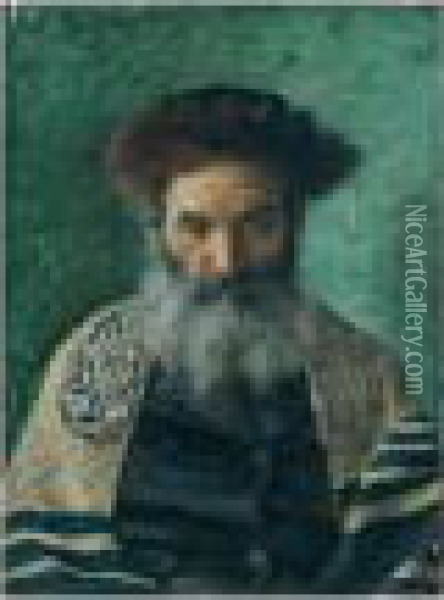 Portrait Of A Rabbi Oil Painting - Isidor Kaufmann