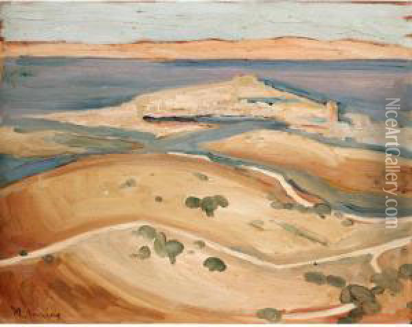 View Of Molivos, Mytilini Oil Painting - Konstantinos Maleas