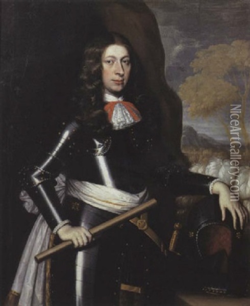Portrait D'homme En Armure Oil Painting - Justus van (Verus ab) Egmont