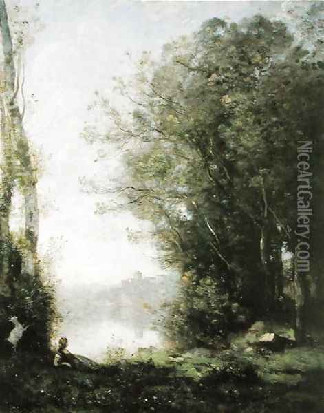 The Goatherd beside the Water Oil Painting - Jean-Baptiste-Camille Corot