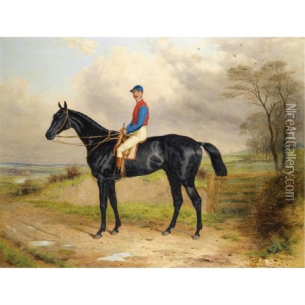 Lord Poulett's Celebrated Racehorse "the Lamb" With George Ede Up Oil Painting - Harry Hall