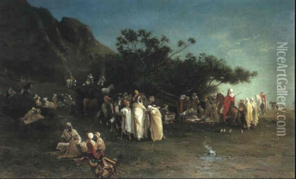 Le Recensement Sous Les Ombrages Oil Painting - Jules Edouard de Magy