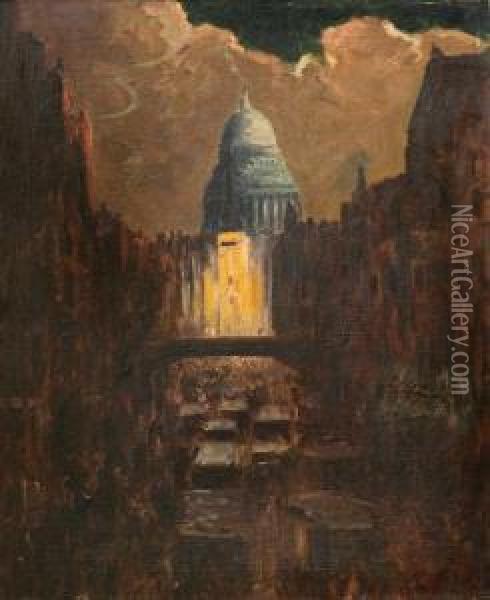 Saint Paul's From Ludgate Hill Oil Painting - Stephen Robert Koekkoek