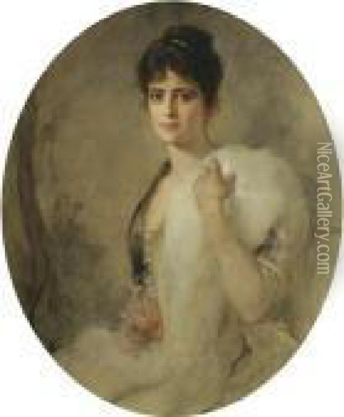A Portrait Of A Lady Oil Painting - Friedrich August von Kaulbach