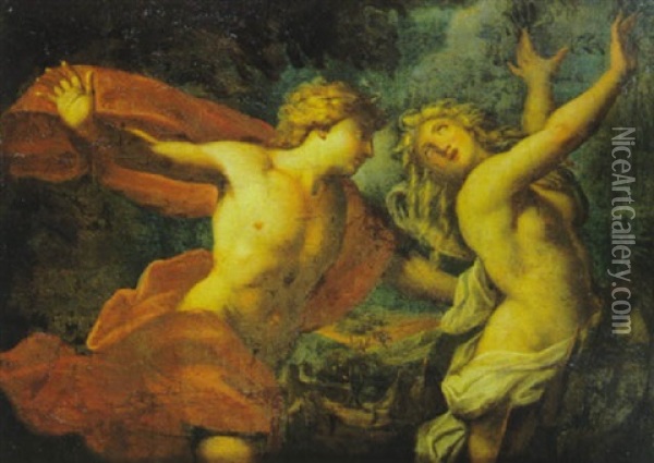 Daphne Poursuivie Par Apollon Oil Painting - Pietro (Libertino) Liberi