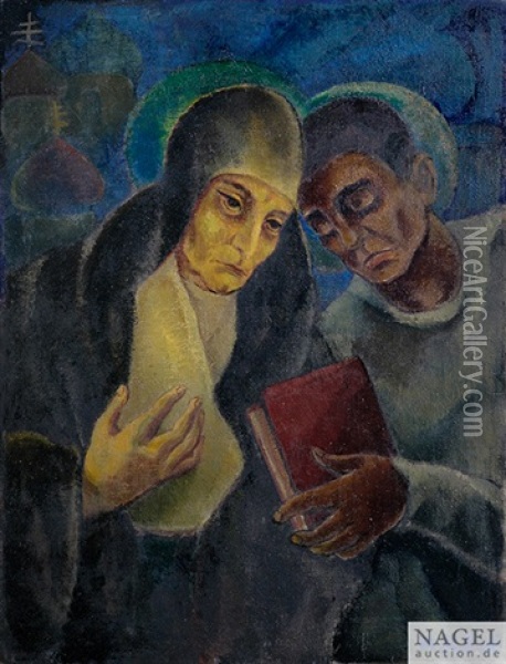 Zwei Heilige Mit Einem Buch Oil Painting - Maria Hiller-Foell