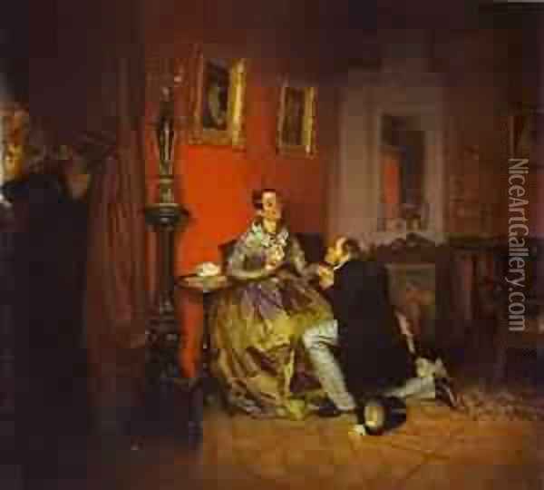 Difficult Bride 1847 Oil Painting - Pavel Andreevich Fedotov