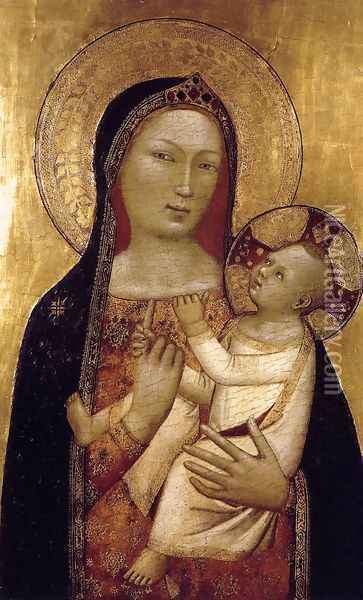 Virgin and Child 1340-45 Oil Painting - Bernardo Daddi