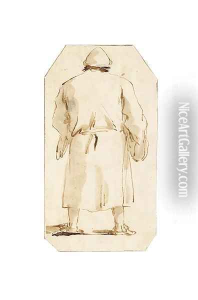 Caricature of a man, seen from behind Oil Painting - Giovanni Battista Tiepolo