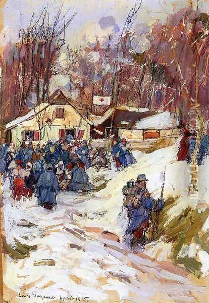 Red Cross Station Oil Painting - Leon Gaspard