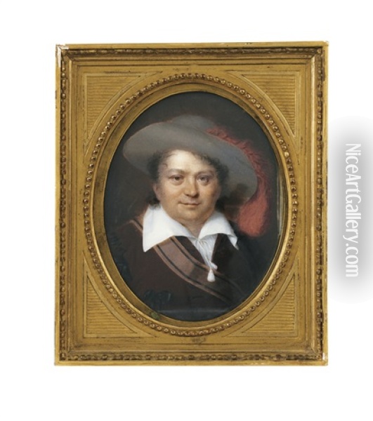 Portrait D'antoine Michaut De La Comedie Francaise Oil Painting - Jean Baptiste Singry