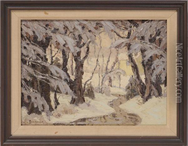 Winter Landscape Oil Painting - Otto Bierhals