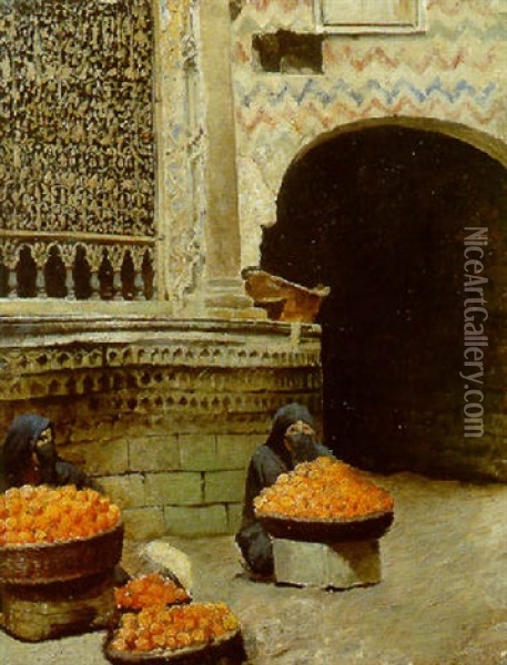 Marchande D'oranges Oil Painting - Ludwig Deutsch