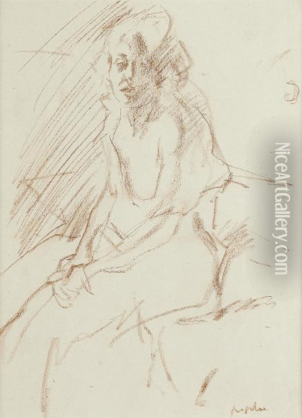 Seated Female Figure Oil Painting - Samuel John Peploe