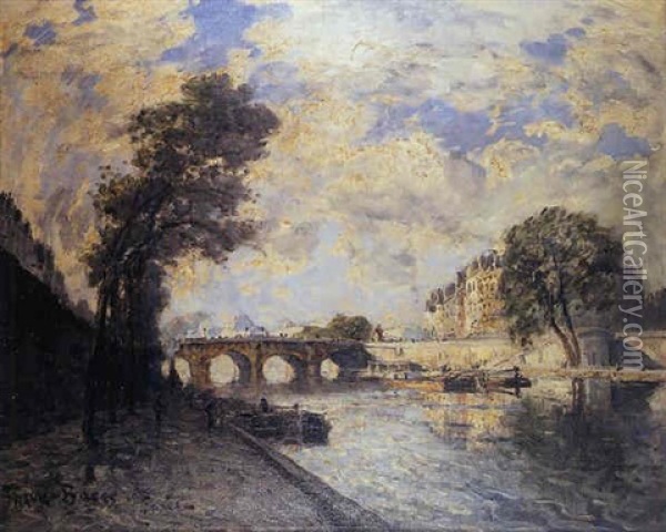 La Seine A Paris, Le Pont-neuf Et L'ile De La Cite Vus Du Quai Des Grands Augustins Oil Painting - Frank Myers Boggs