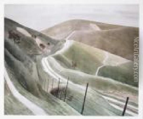 Chalk Paths, Numbered 322/950 Oil Painting - Eric Ravilious
