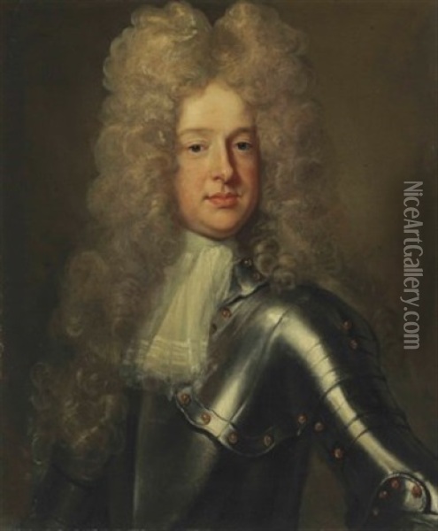 Portrait Of A Man In Armor, Bust-length Oil Painting - Godfrey Kneller