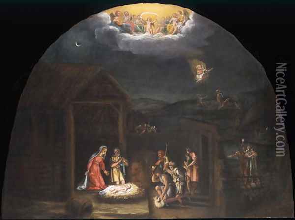 Landscape with the Adoration of the Shepherds Oil Painting - Francesco Albani