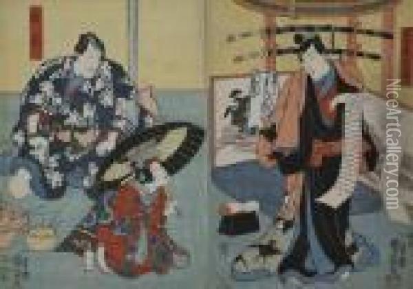 Die Kabuki Schauspieler Nagoya Yoma Yomamitsuro Oil Painting - Utagawa Kuniyoshi