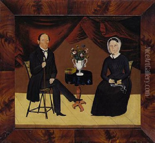Mr. And Mrs. William Vaughan Of Aurora, Illinois Oil Painting - Sheldon Peck