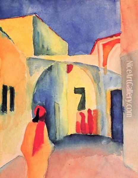 A Street Oil Painting - August Macke