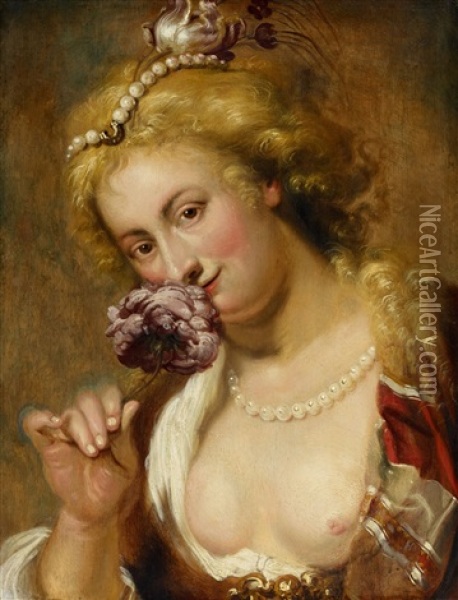 Lady With A Rose In Her Hair Oil Painting - Johannes De Boeckhorst