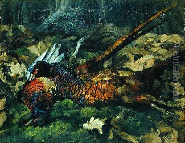 Pheasants, 1873 Oil Painting - Heinrich Wilhelm Truebner