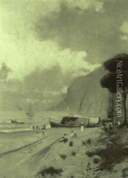 Amalfitan Coast Oil Painting - Oscar Ricciardi