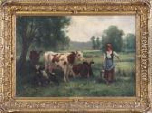 Dupre Untitled Field Scene Oil Painting - Julien Dupre