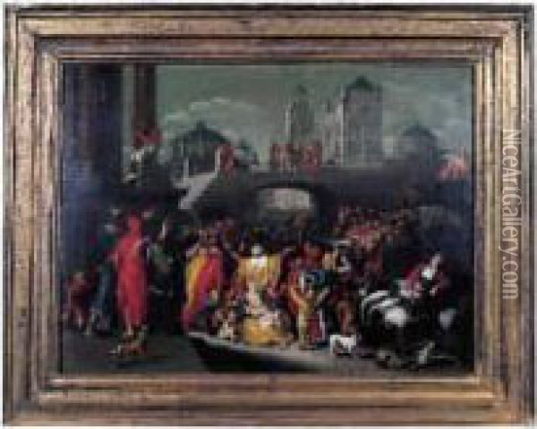 Le Christ Presente Au Peuple Oil Painting - Simon de Vos