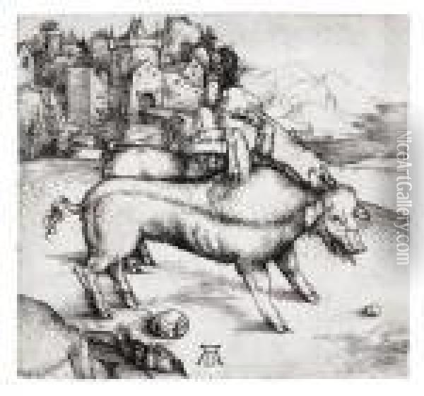 The Monstrous Pig Of Landseer Oil Painting - Albrecht Durer