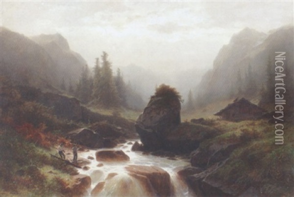 Holzarbeiter Im Gebirge Oil Painting - Gustave Eugene Castan
