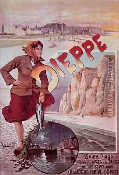 French Railways poster advertising the attractions of Dieppe Oil Painting - Hugo d'Ales