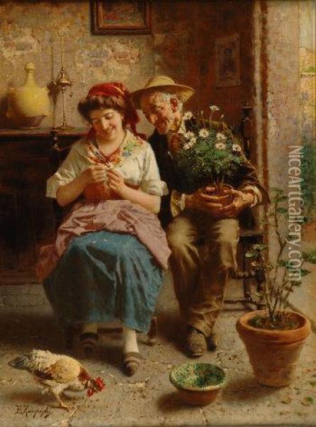 He Loves Me Oil Painting - Eugenio Zampighi