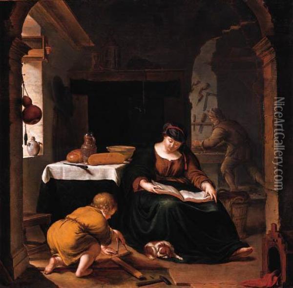 The Holy Family Oil Painting - Willem van Mieris