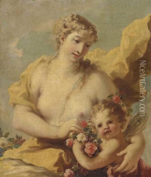 Flora And Zephyr Oil Painting - Giovanni Antonio Pellegrini