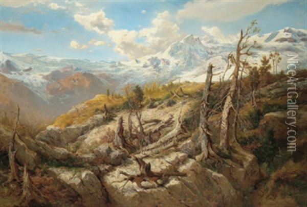 Windbruch In Der Grosvenediger Gruppe Oil Painting - Adolf Obermuellner