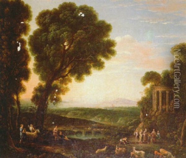 The Sacrifice Of Psyche At The Temple Of Apollo Oil Painting - Claude Lorrain