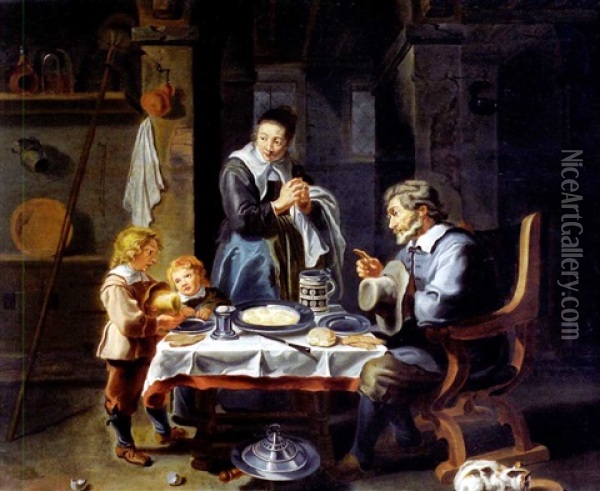 Ruokarukous (the Grace) Oil Painting - Willem van Herp the Elder