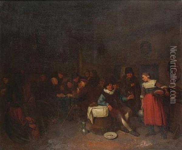 Tavern Interior Oil Painting - Egbert Ii Van Heemskerck