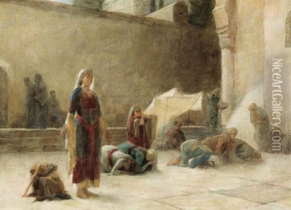 Le Parvis Du Saint Sepulcre A Jerusalem (study) Oil Painting - Theodore Jacques Ralli