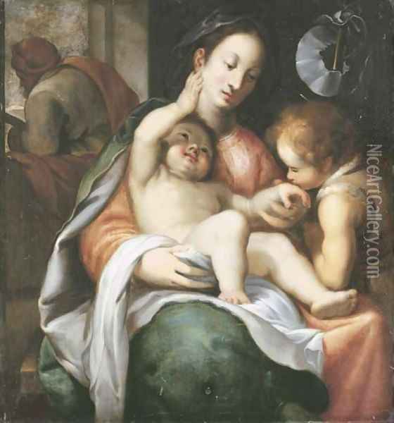 The Holy Family with the Infant Saint John the Baptist Oil Painting - Giovanni Battista Paggi