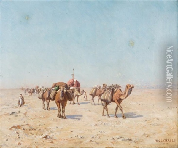 Caravane Dans Le Desert Oil Painting - Paul Jean Baptiste Lazerges