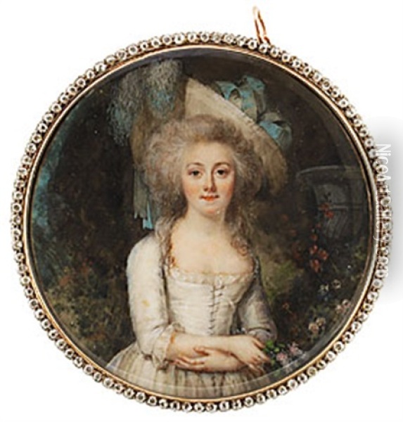 Kvinna I Vit Klanning Oil Painting - Pierre Adolphe Hall