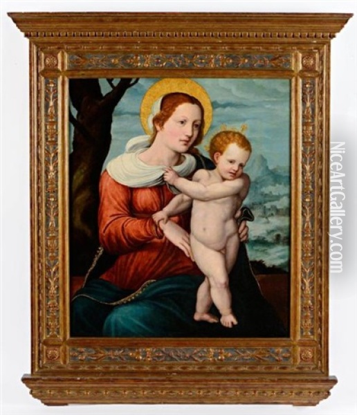 Vierge A L'enfant Dans Un Paysage Oil Painting - Vicente Masip
