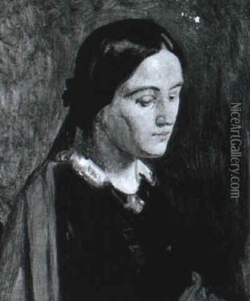 Portraetstudie Af Fru Jerichau Oil Painting - Wilhelm Nicolai Marstrand